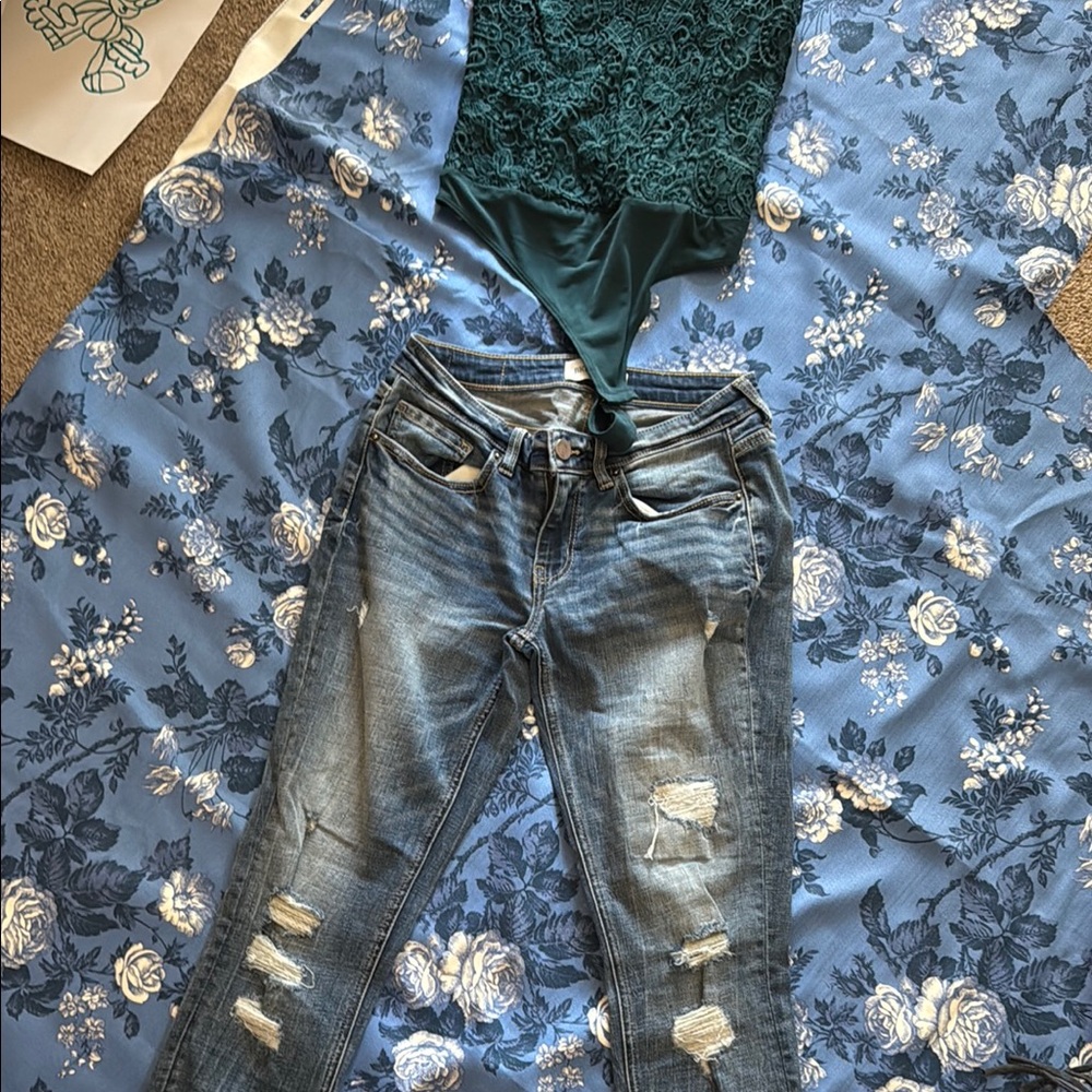 BKE Blue Skinny Distressed Jeans